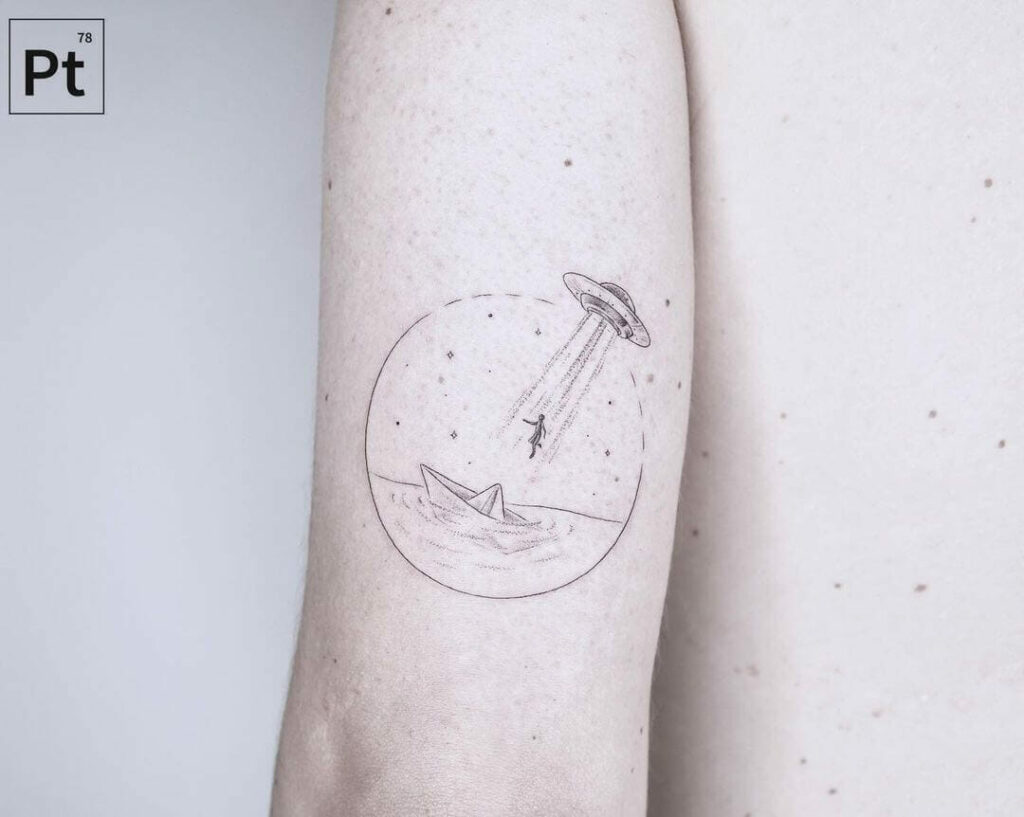 UFO Paper Boat Tattoo