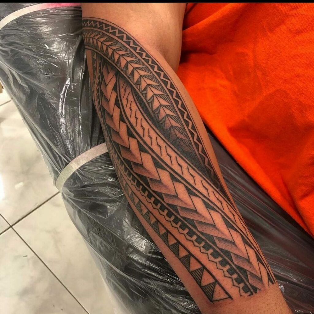 Unique Tribal Forearm Sleeve Tattoo