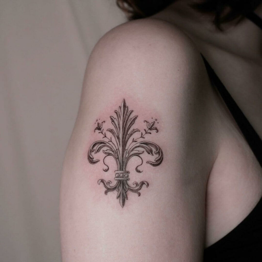 Upper Arm Fleur De Lis Tattoo