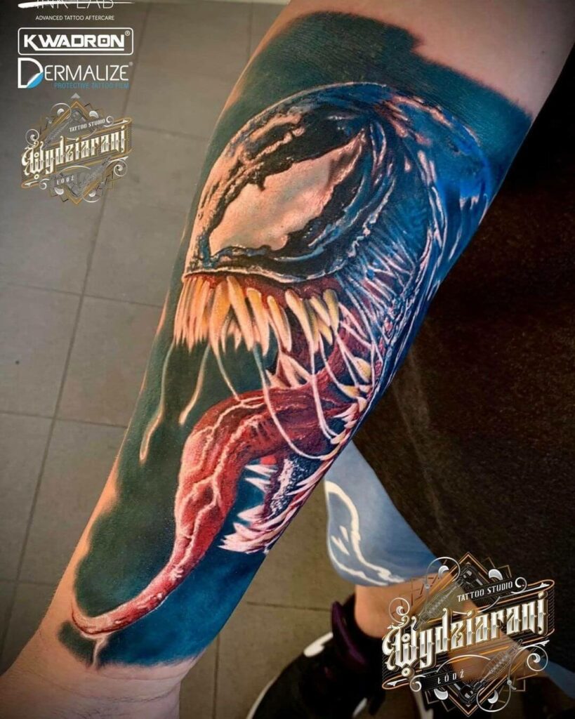 Venom Theme Half Sleeve Tattoo Designs