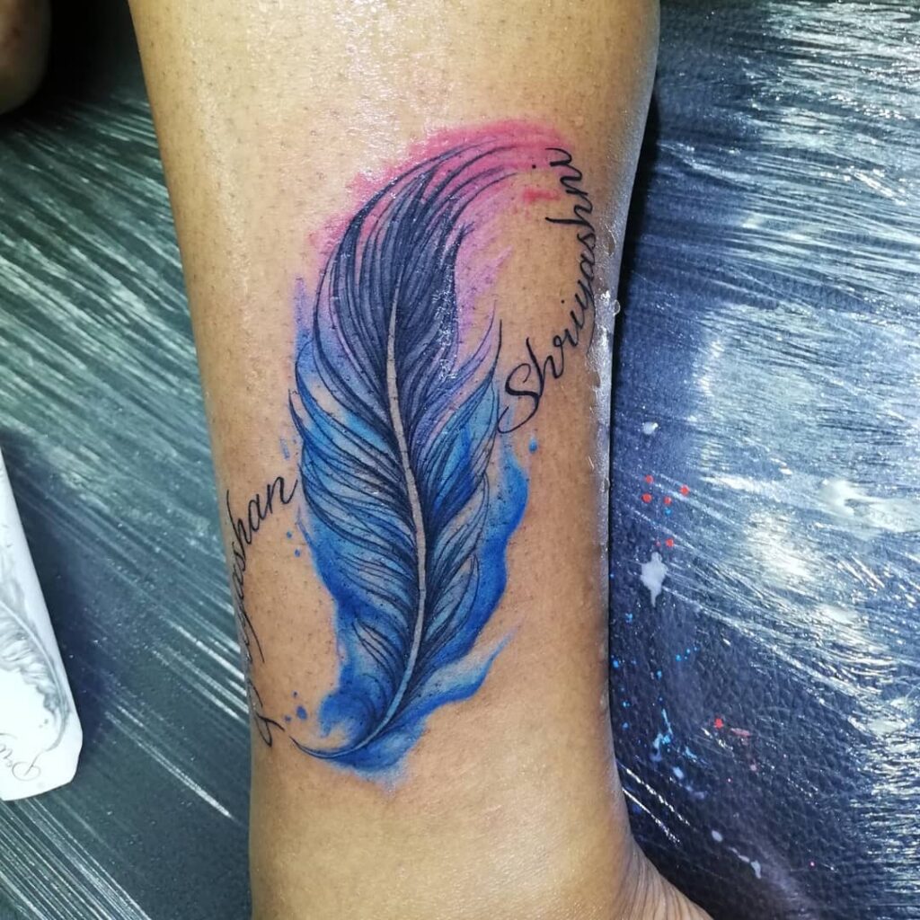 Discover more than 78 infinity feather tattoo with names - esthdonghoadian