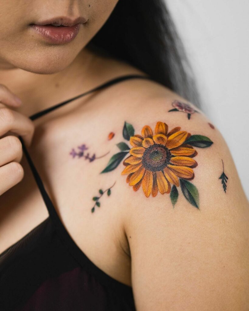 Vibrant And Realistic Sunflower Tattoos