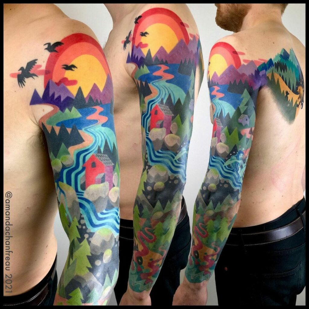 Vibrant And Vividly Colourful Fantasy Tattoos