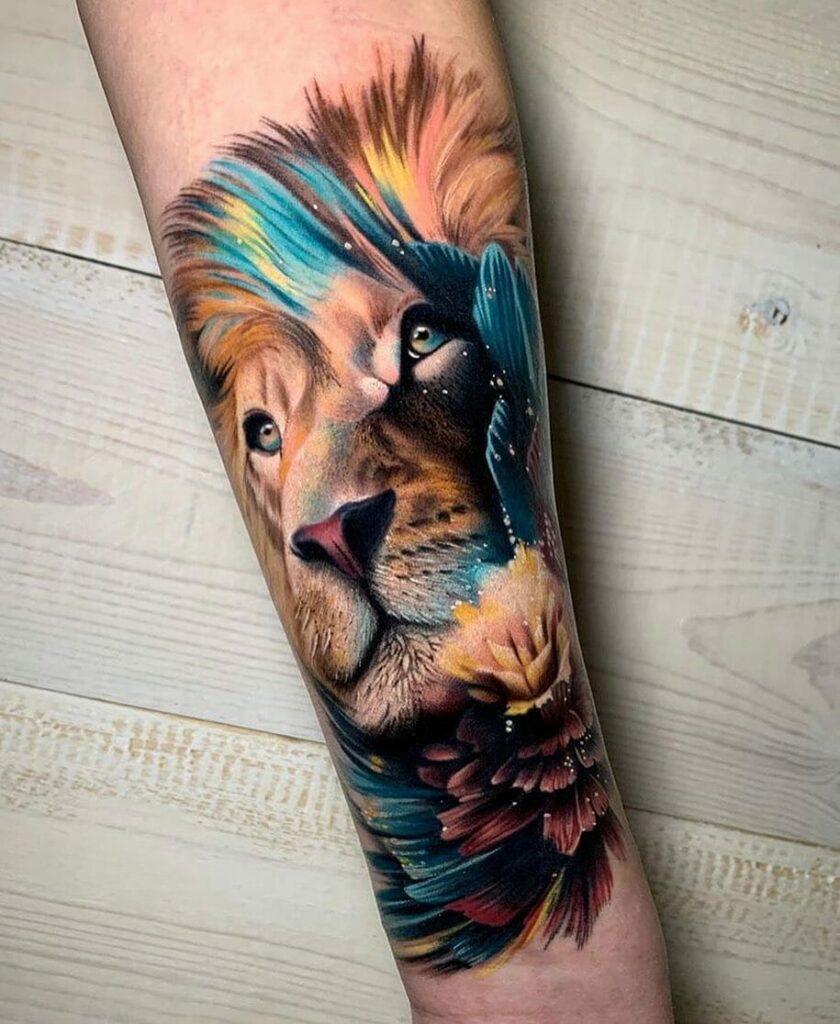 Colorful Lion Tattoo Posters for Sale  Redbubble