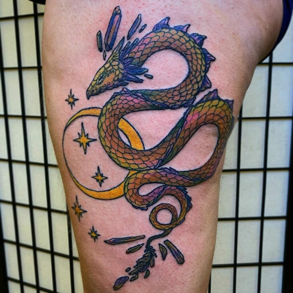 Vibrant Seven Colored Dragon Tattoo