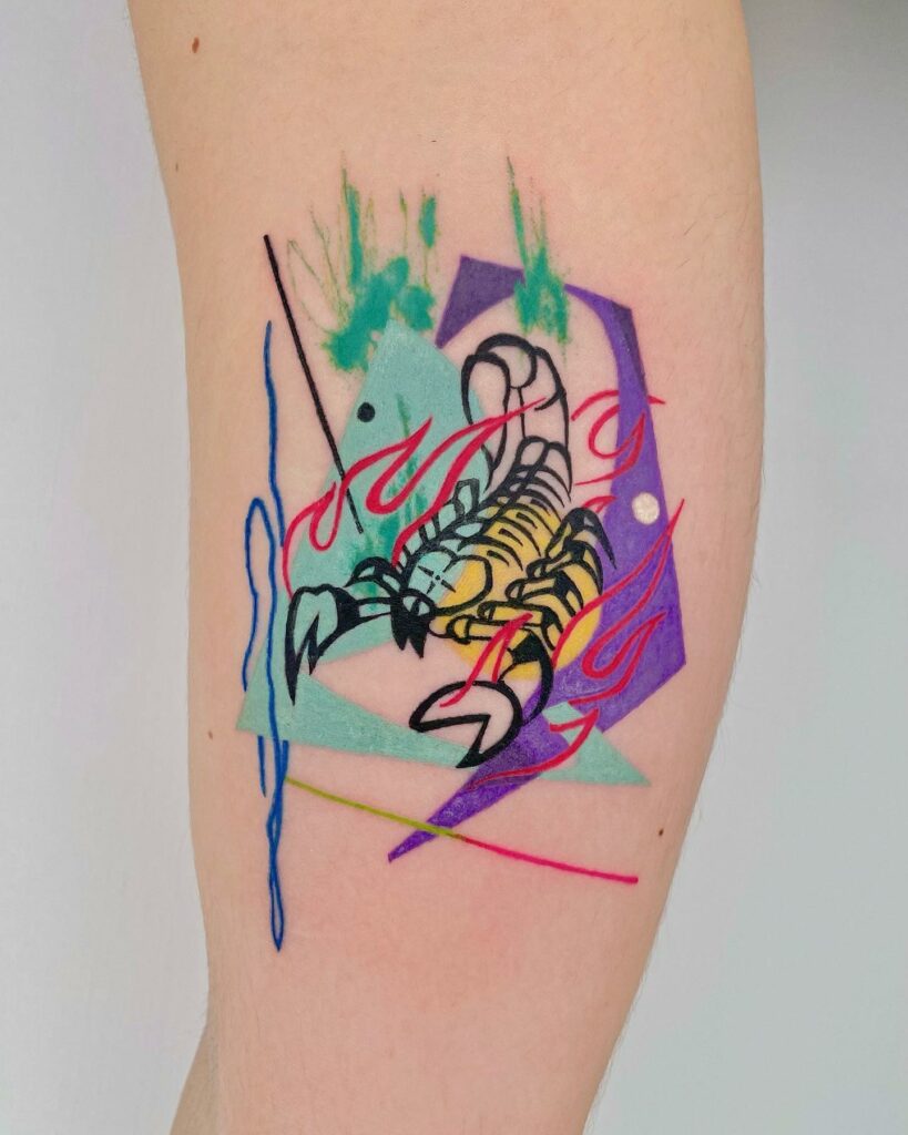 Vibrant Two-Dimensional Scorpion Tattoo
