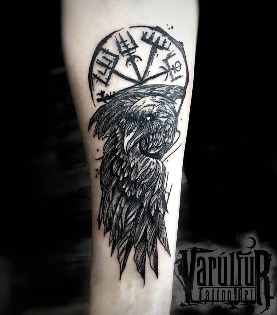 Viking Raven Tattoo  Fantasy tattoos Norse tattoo Nordic tattoo