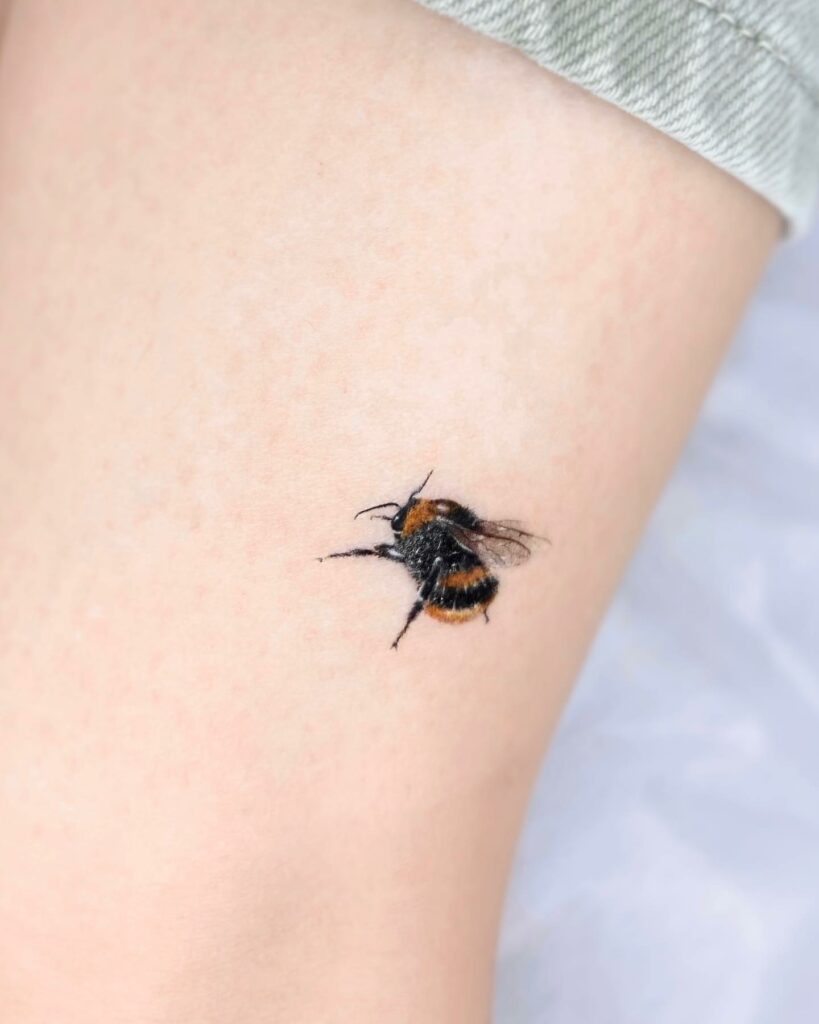 Cute Flying Bee Tattoo Design