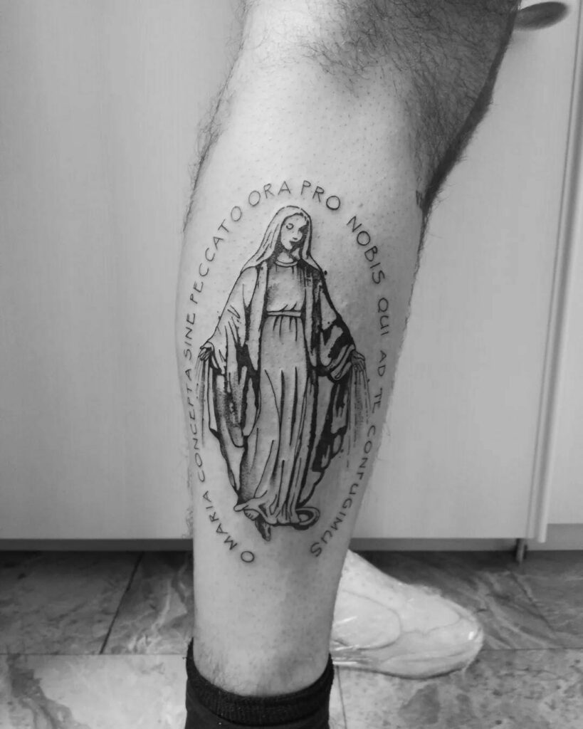 old school color virgin Mary smoking tattoo by Sexy Rick TattooNOW