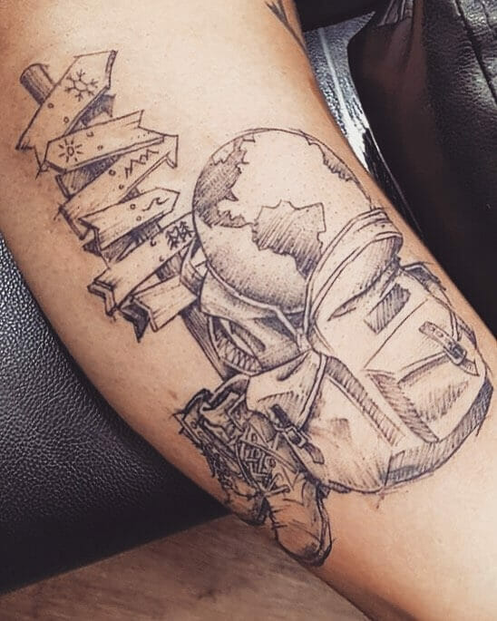 Wanderlust Tattoo With Globe