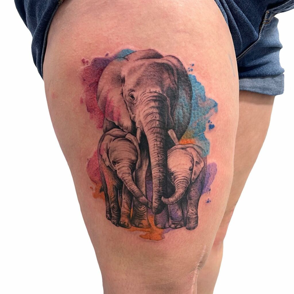 Watercolor Elephant Tattoo