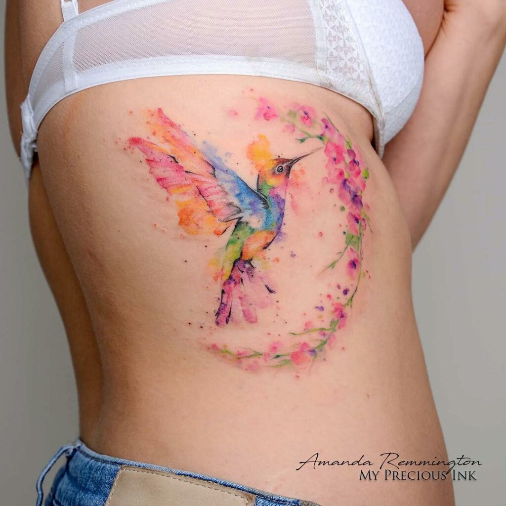 Watercolor Hummingbird Tattoos