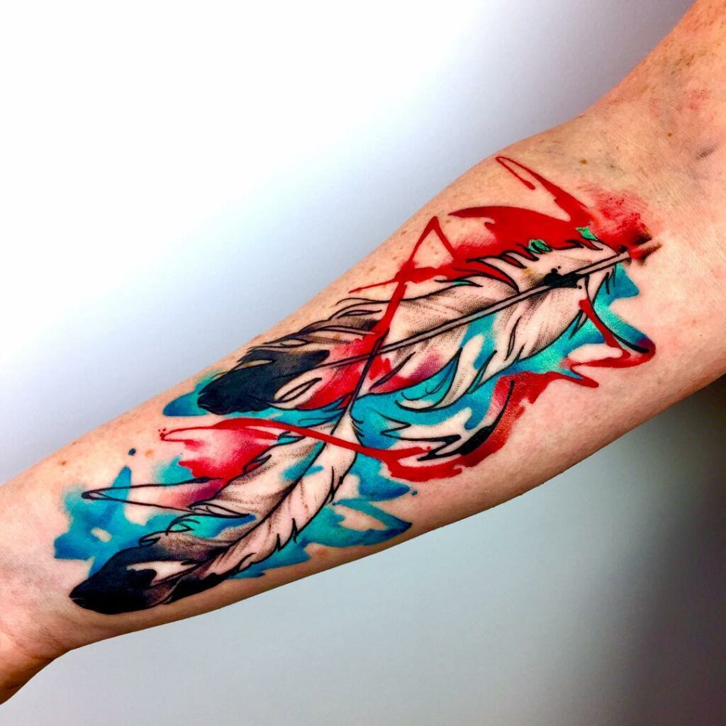 Watercolour Eagle Feather Tattoo