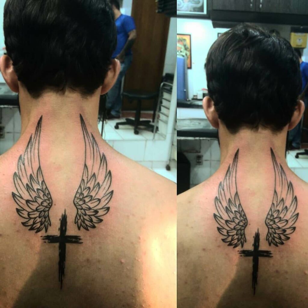 Wings Black Cross Tattoo
