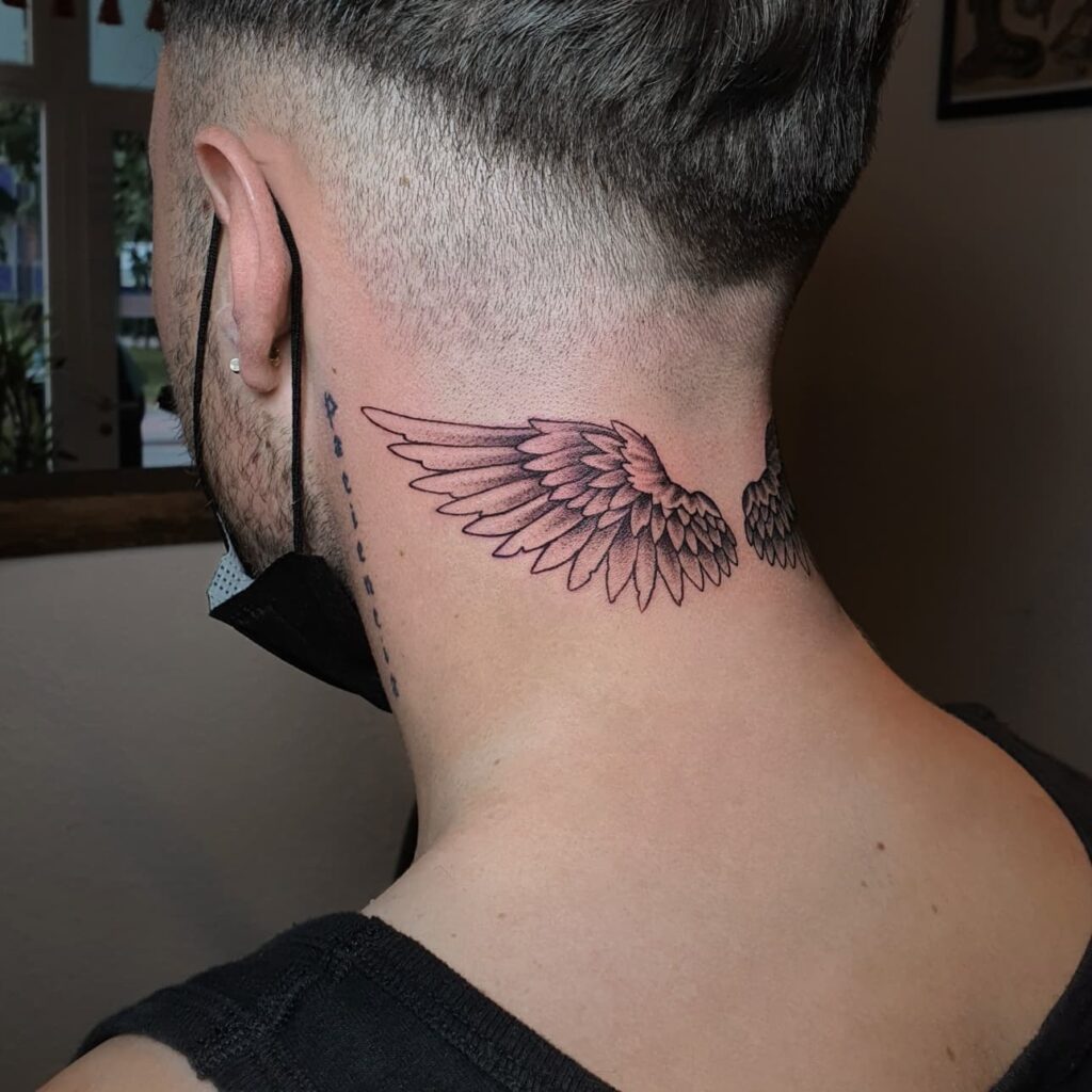 Wings Neck Tattoo