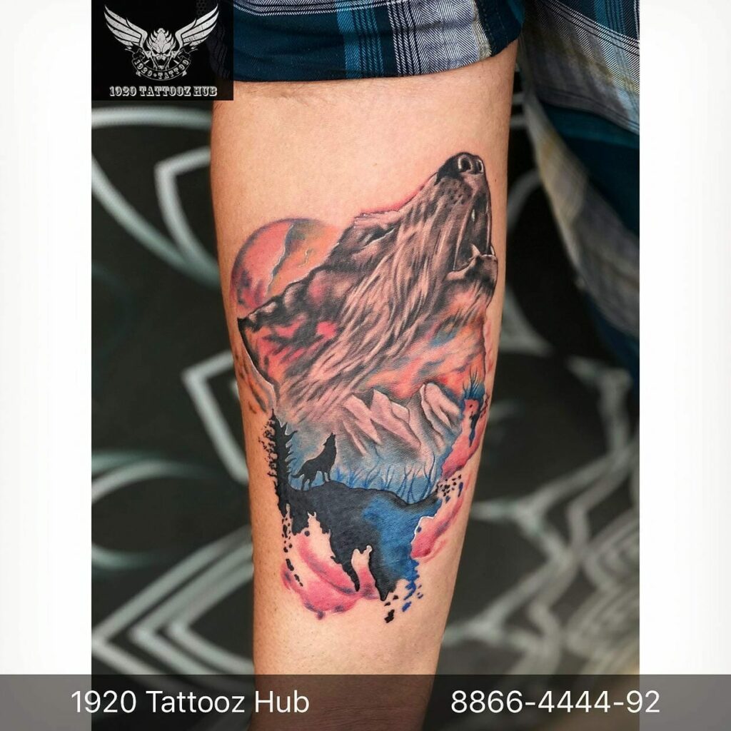 Wolf In The Mountain Tattoo
