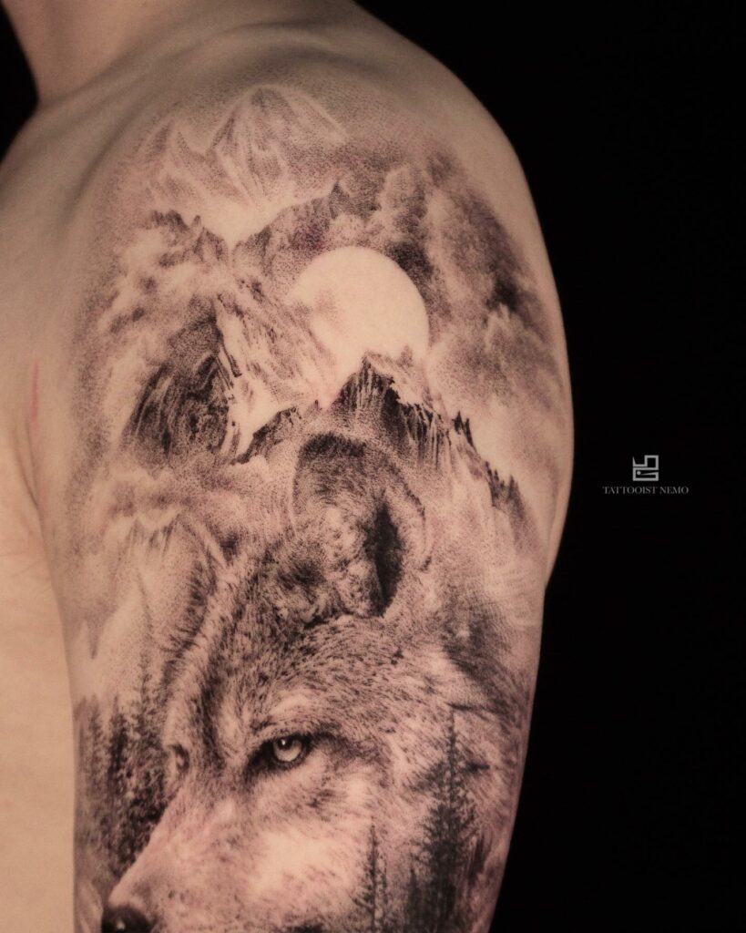 Wolf Tattoo Stencil