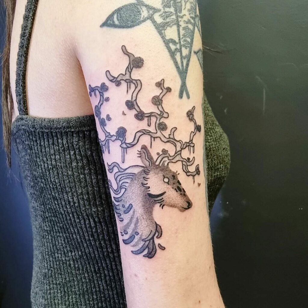 Women's Animal Sleeve Tattoo Of Deer
