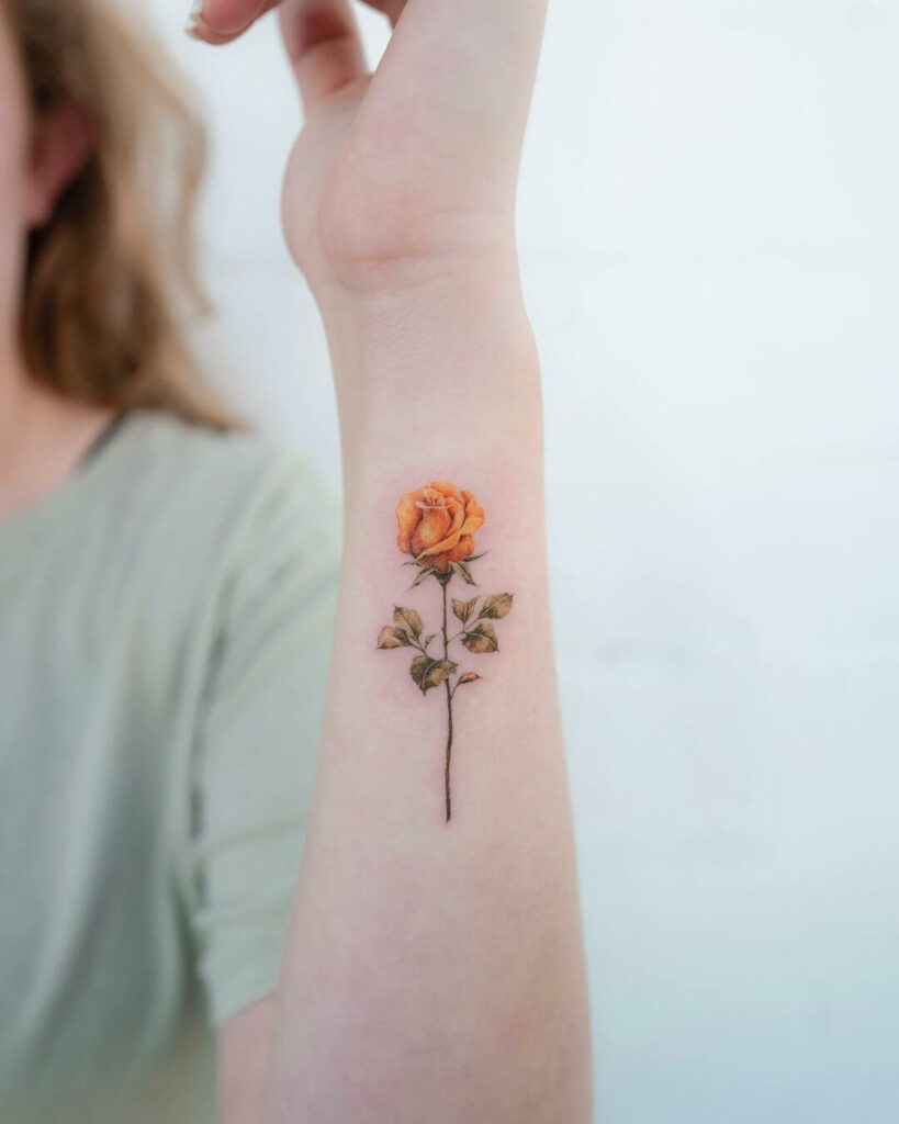 Yellow Rose Hand Tattoo