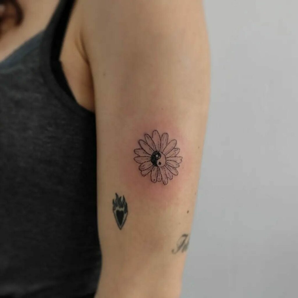 Yin Yang Daisy Tattoo