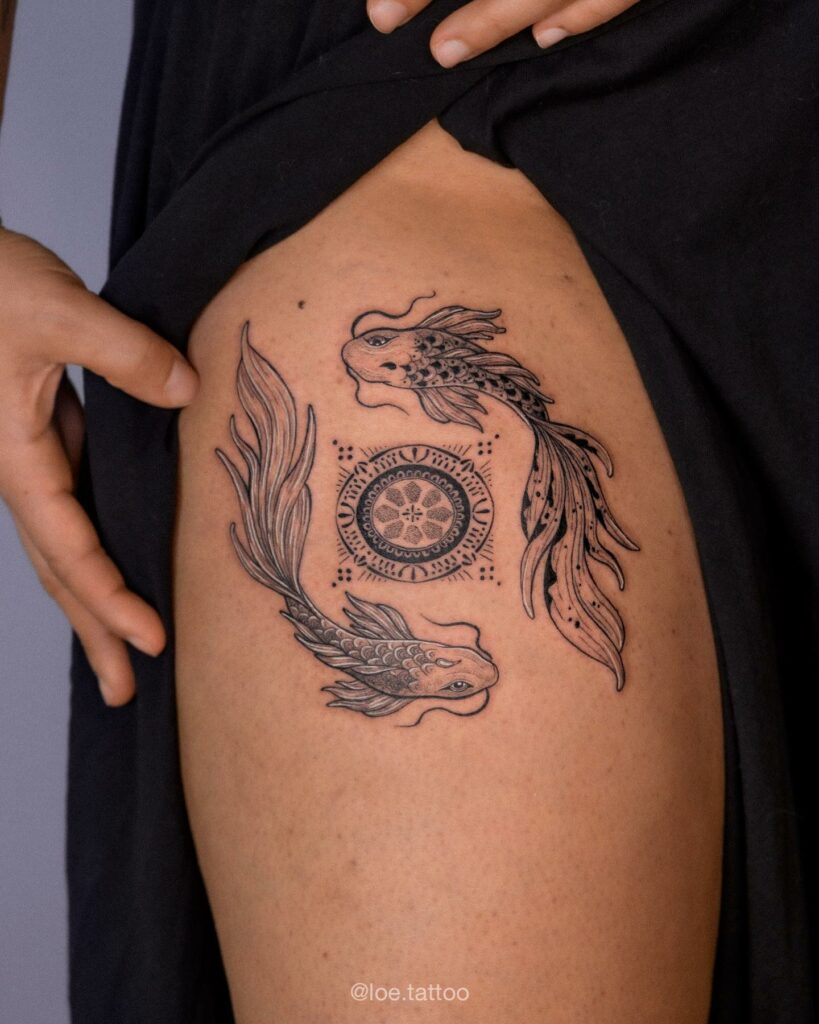 Yin Yang Koi Tattoo With Artistic Sigil