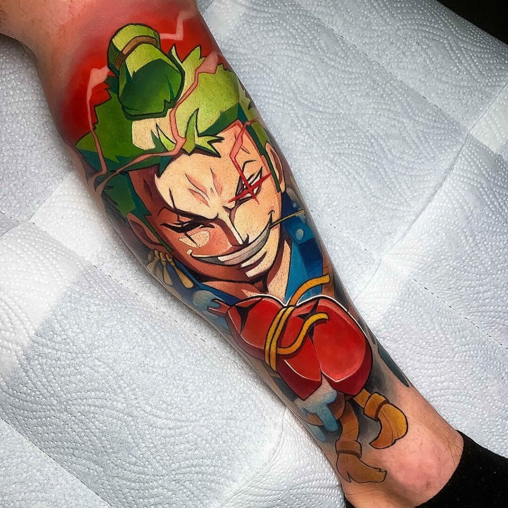 Zoro With Tokkuri One Piece Tattoo