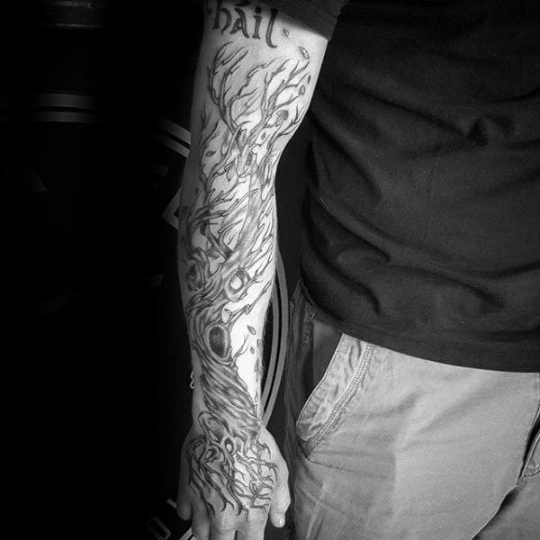 Full Arm Tree Roots Tattoo