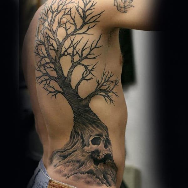 skull tree back tattoo