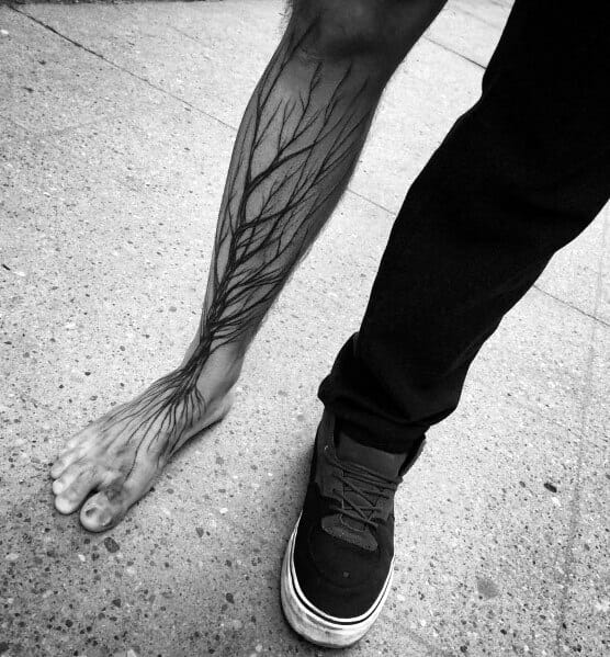 Tree Roots Foot & Leg Tattoo
