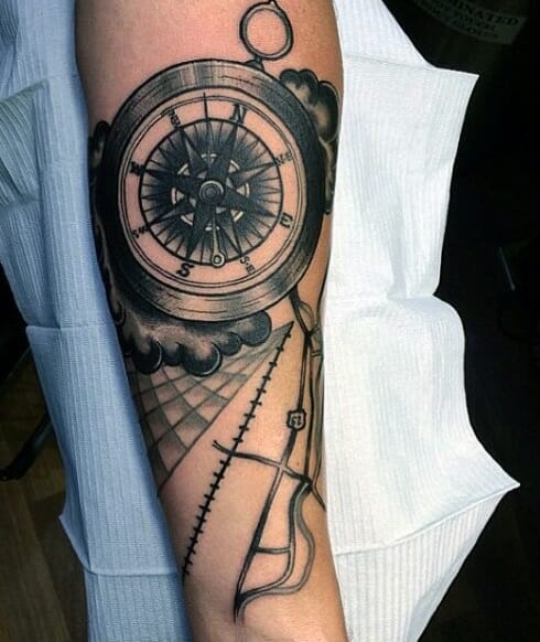 map compass arm tattoo
