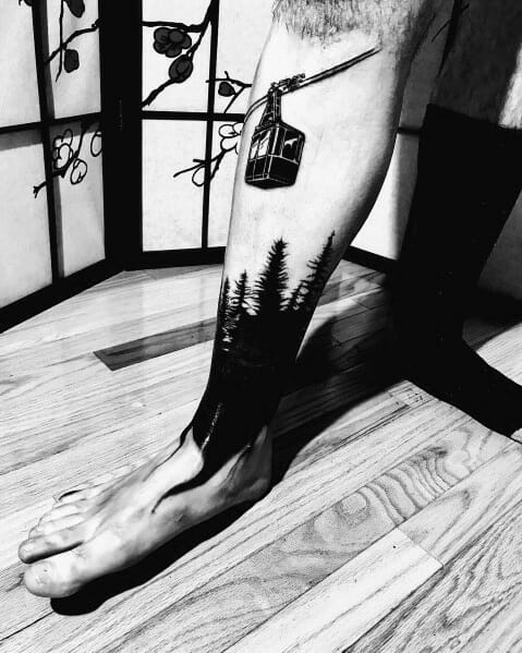 Treetops Leg Tattoo Idea