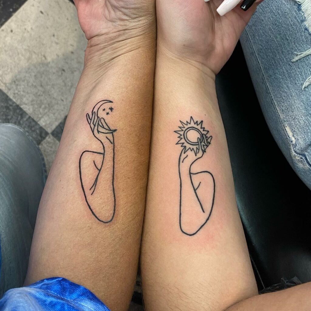 Sun And Moon Matching Tattoos