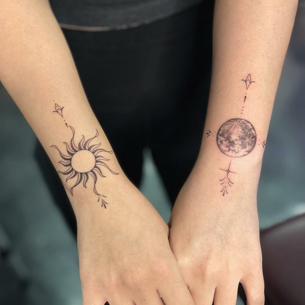 Sun and Full Moon Tattoo