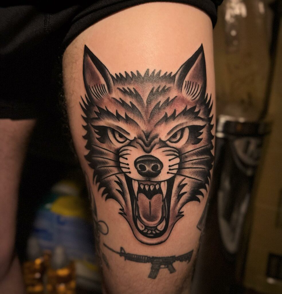 Fire Head Coyote Tattoo
