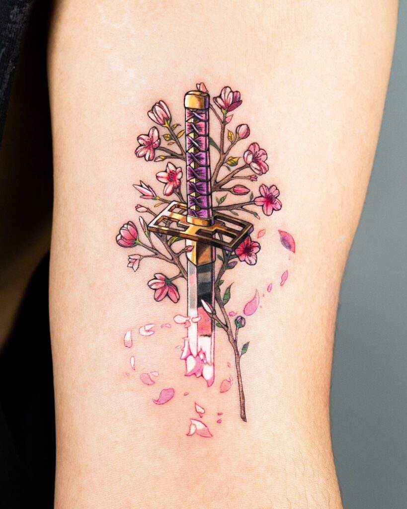 Katana Cherry Blossom Tattoo 