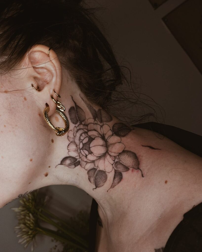 Flower neck tattoo