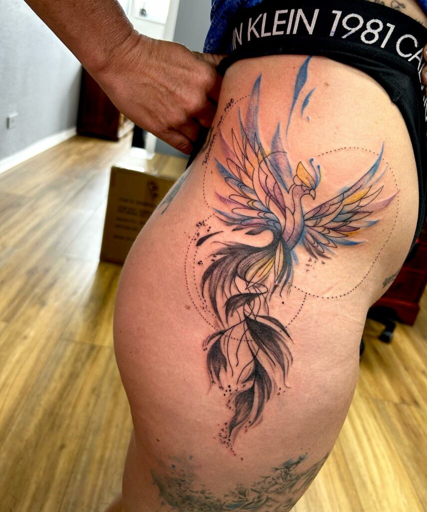 Phoenix Hip Tattoo