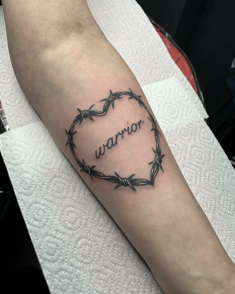 Bri Leflore  Tattoo Artist on Instagram Barbed wire heart from a while  back  done at ladymagnoliatattoo 