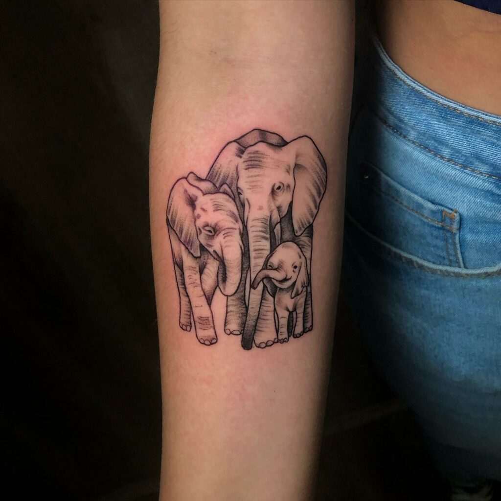 Mother and Baby Elephant Tattoo Idea