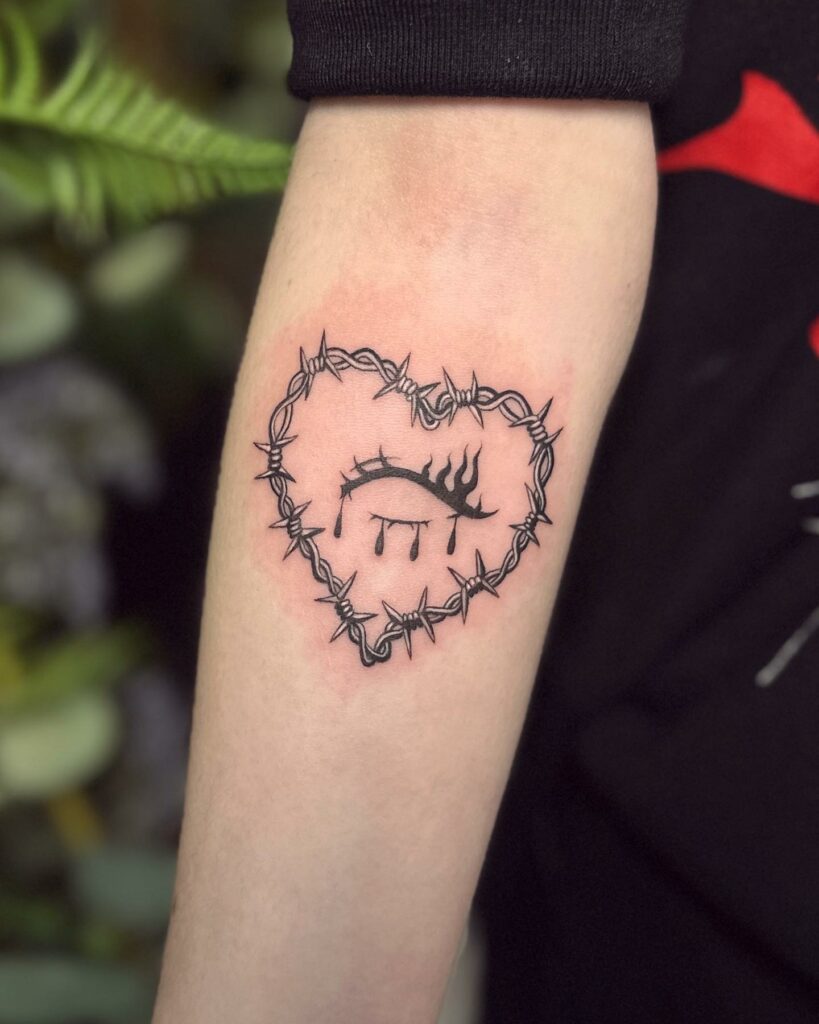 Barbed Wire Heart Tattoo