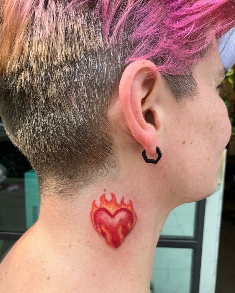 Heart neck tattoo