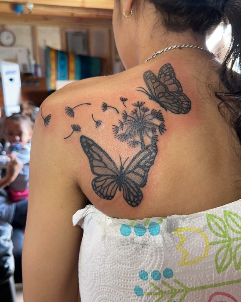 Back Shoulder Butterfly Bright Tattoo