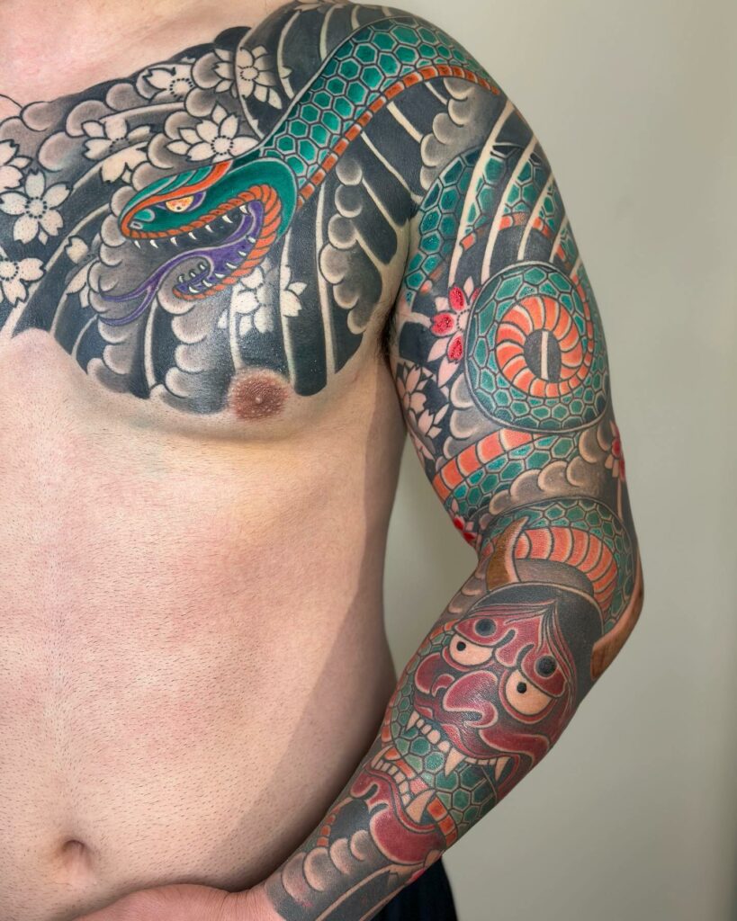 Dragon and Cherry Blossom Tattoos 