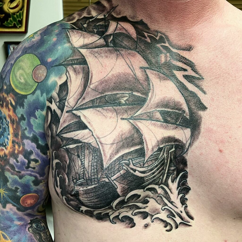Chest Tattoos for Men with a Marine Theme