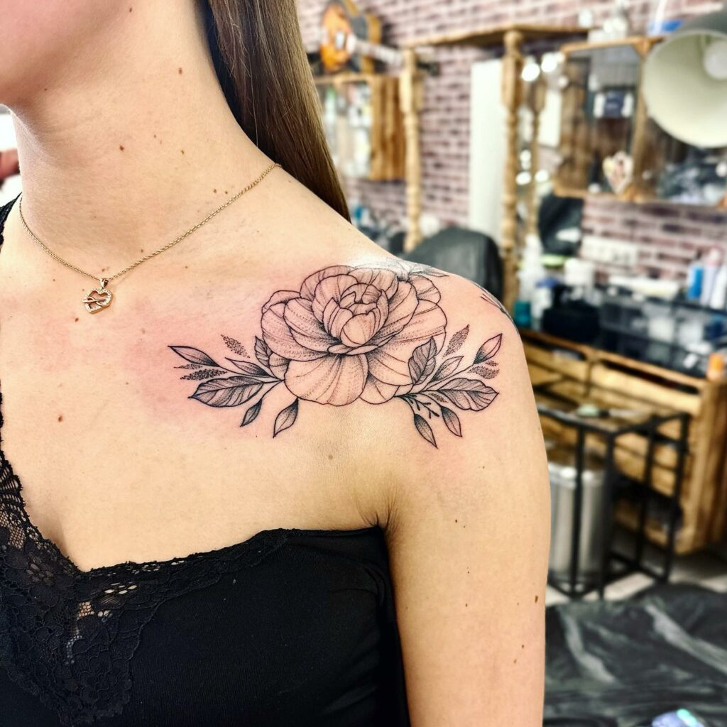 Simple Shoulder Tattoos For Females Flower Design