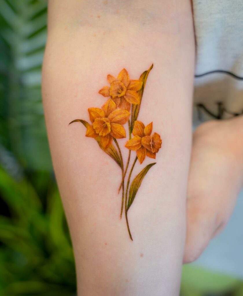 Vivid Daffodil Tattoo  December Birth Flower Tattoo  Free Transparent PNG  Clipart Images Download