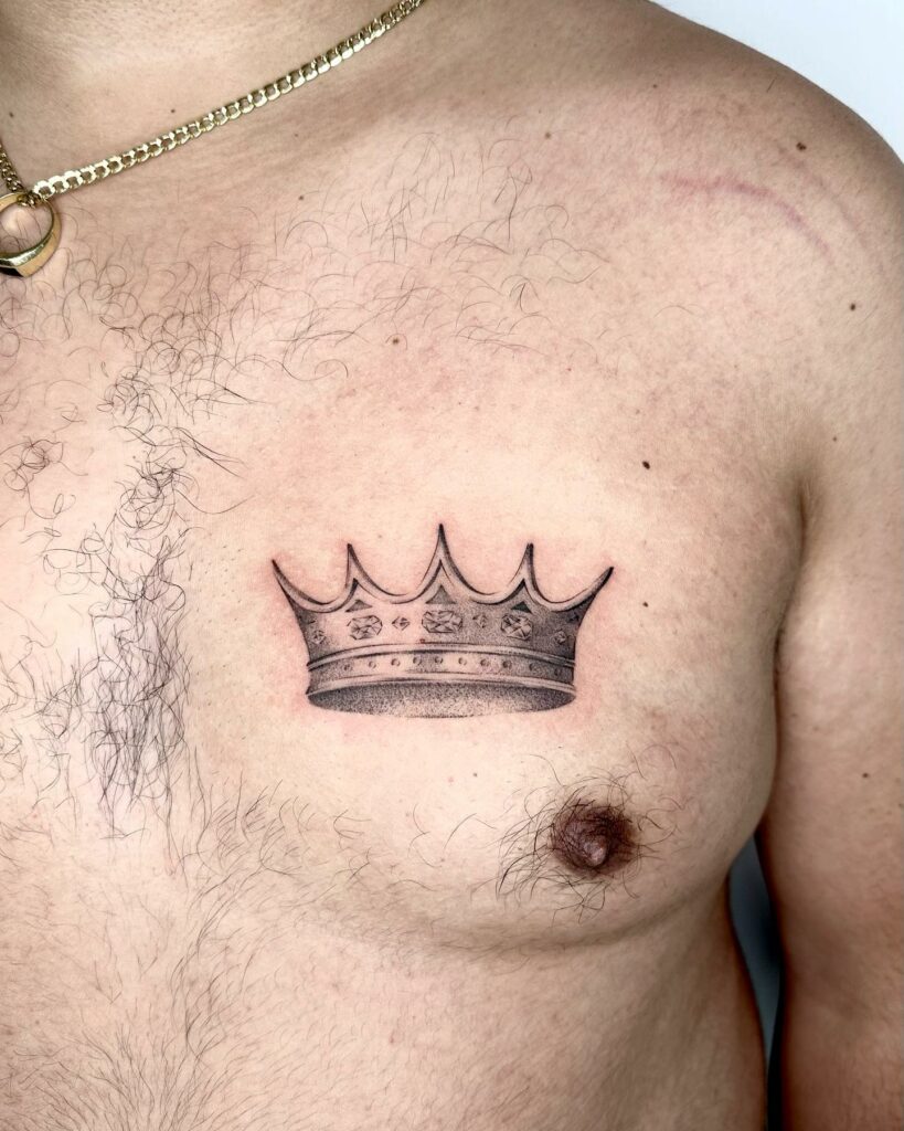 Chest Male Crown Tattoos for the Real Leader