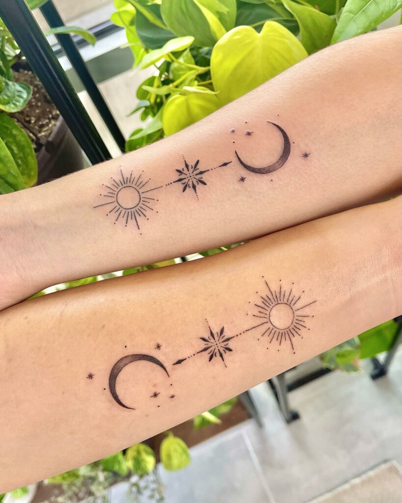 Mother-Daughter Sun and Moon Tattoo