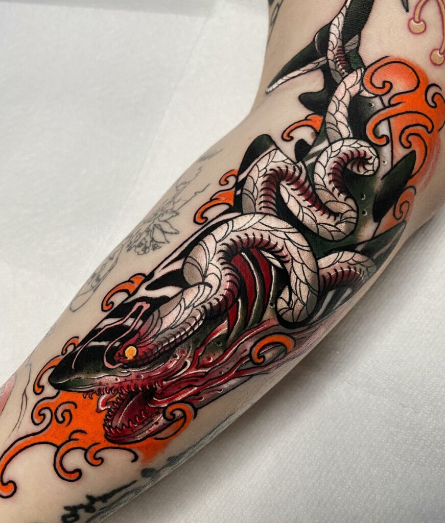 White-ink Snake Tattoo