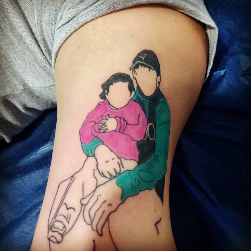 American Traditional Father and Daughter Tattoos